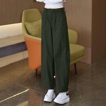 Pantaloni de damă pentru început de toamnă, cu model floral, lungi, talie cu detaliu floral, croială lejeră balloon-harem, talie elastică, casual