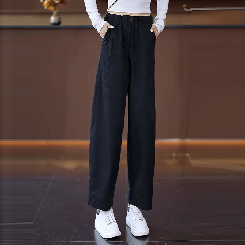 Pantaloni de damă pentru început de toamnă, cu model floral, lungi, talie cu detaliu floral, croială lejeră balloon-harem, talie elastică, casual