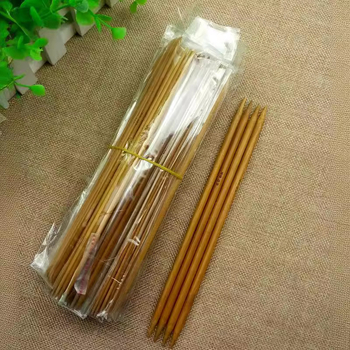 13 cm karbonizált bambusz kötőtűk, dupla hegyű, 11 darabos készlet, átmérő 2.0–5.0 mm