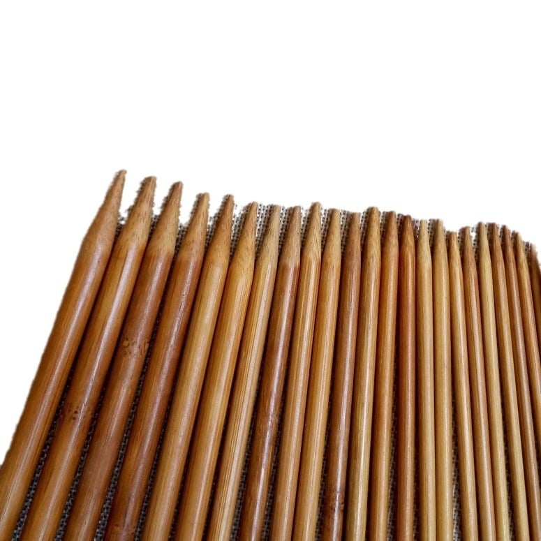 13 cm karbonizált bambusz kötőtűk, dupla hegyű, 11 darabos készlet, átmérő 2.0–5.0 mm