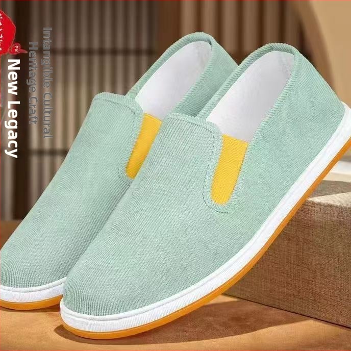 Corduroy plátenné topánky Slip-On v štýle Staré Pekingské, priedušné, protišmyková podrážka, pre mužov