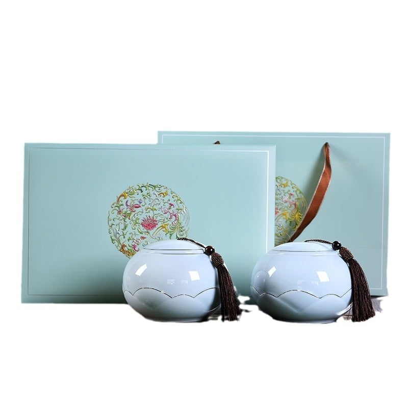 Kerámiás teás kannás készlet ajándékdobozban piros glazúrral, zárható 800 ml-es üveg, kézzel festett arany mintával, méretei 34×22×13 cm, nemzeti stílusú teás kanna, ajándék doboz
