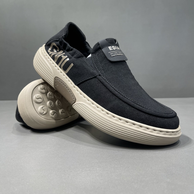 Мъжки дишащи платнени обувки за ежедневието – леки, с нисък глезен, кръгъл нос, пролет 2026