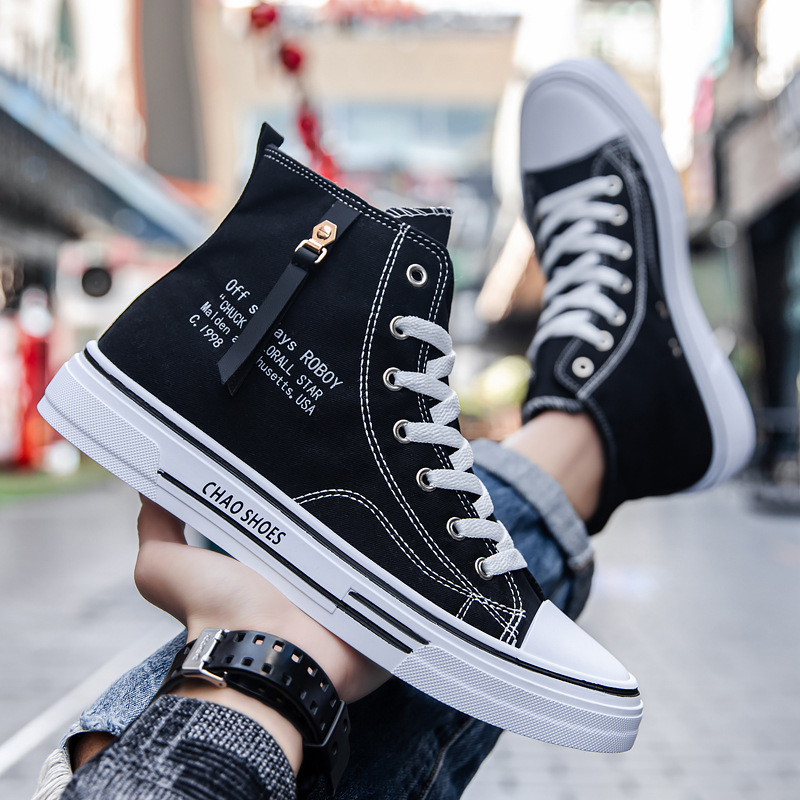Gigila Férfi Magas Szárú Vászoncipő, Hongkong-stílus, Légáteresztő, Napi Sneakers