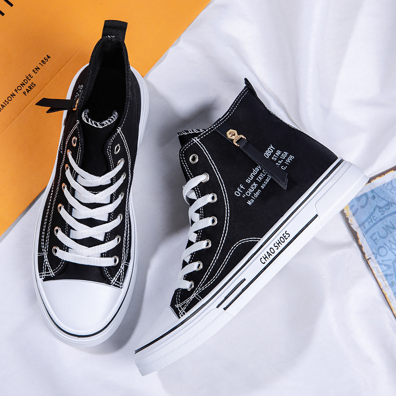 Gigila Férfi Magas Szárú Vászoncipő, Hongkong-stílus, Légáteresztő, Napi Sneakers