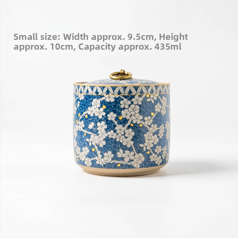 Modro-biely keramický čajový zásobník so vzduchotesným uzáverom na skladovanie Pu'er, Longjing, čierneho, zeleného a bieleho čaju