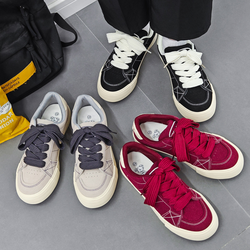 Férfi őszi-téli casual vastag talpú loaferok nubuk bőr és canvas anyagból, lélegző mindennapi sportcipők