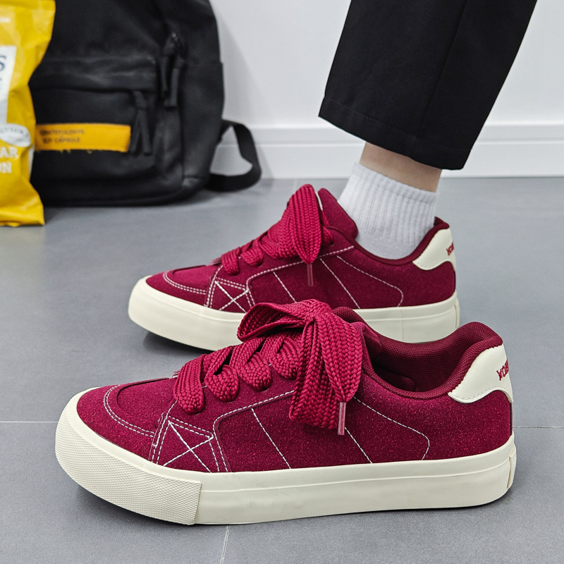 Férfi őszi-téli casual vastag talpú loaferok nubuk bőr és canvas anyagból, lélegző mindennapi sportcipők