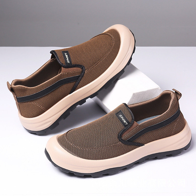 Férfi vászon slip-on mindennapi cipő, lélegző, könnyű, kényelmes.