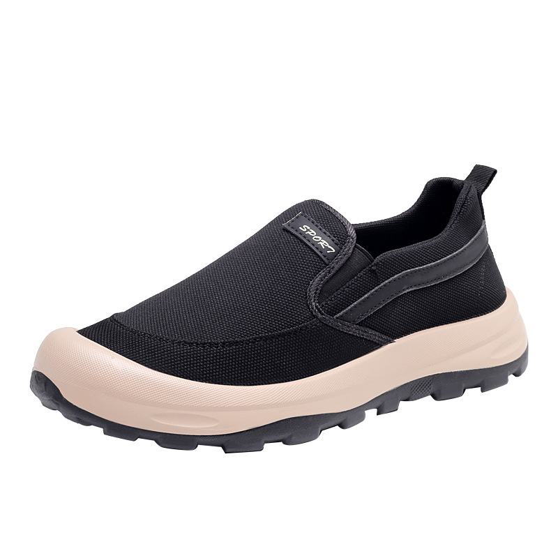 Férfi vászon slip-on mindennapi cipő, lélegző, könnyű, kényelmes.