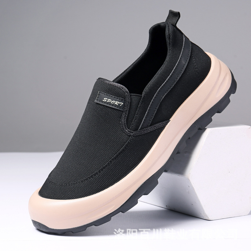 Férfi vászon slip-on mindennapi cipő, lélegző, könnyű, kényelmes.
