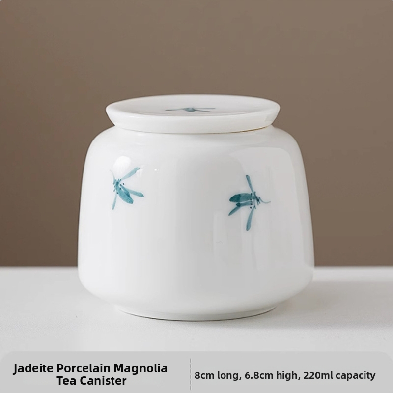 Ručne maľovaná biela porcelánová čajová dóza, malá, vzduchotesná pre zelený čaj a Pu'er čaj