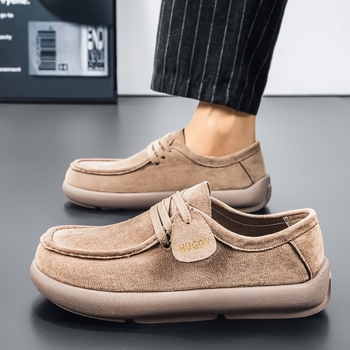 Birkenstock мъжки ежедневни обувки – велурена горна част, кръгъл нос, дебел под, средна височина, кожена стелка, пролет 2026