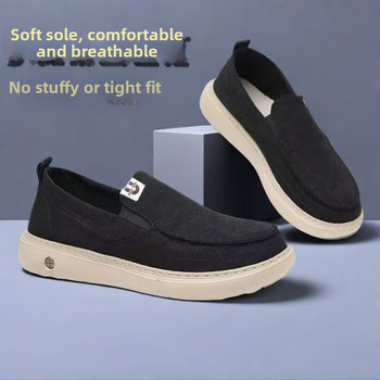Pánske priedušné slip-on tenisky z plátna s hrubou podrážkou – ľahká pohodlná casual obuv (jar 2026)