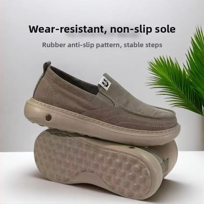 Pánske priedušné slip-on tenisky z plátna s hrubou podrážkou – ľahká pohodlná casual obuv (jar 2026)