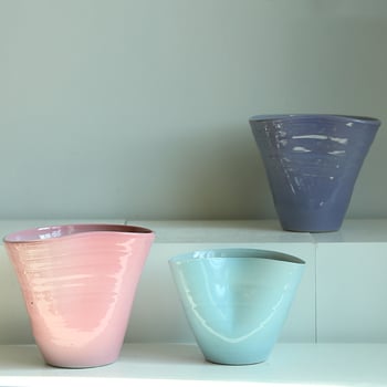 Porcelanska vaza sa širokim otvorom za Phalaenopsis – moderni umjetnički stil, jednobojna glazura