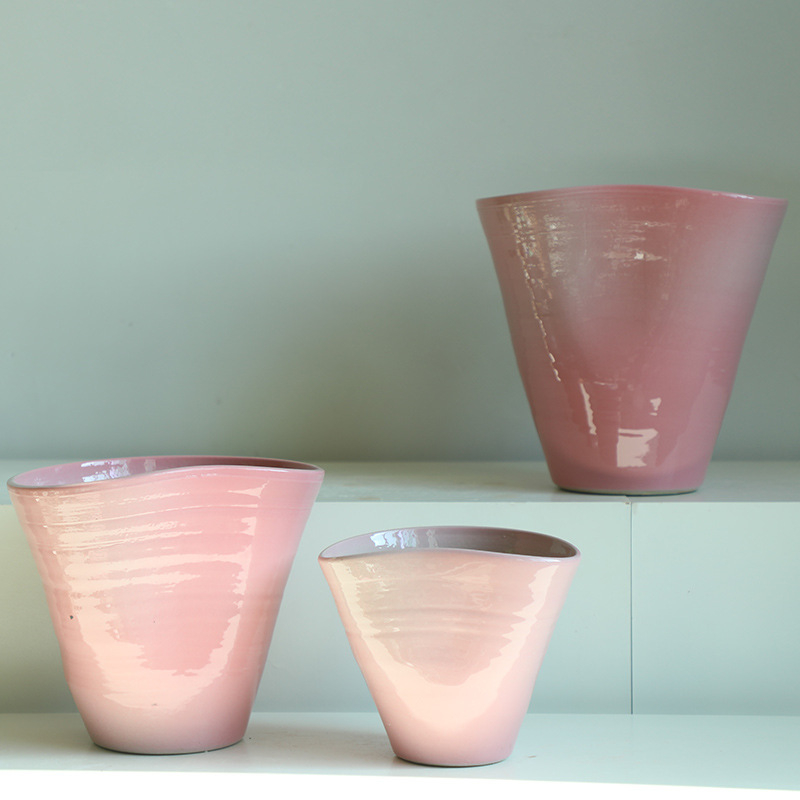 Porcelanska vaza sa širokim otvorom za Phalaenopsis – moderni umjetnički stil, jednobojna glazura
