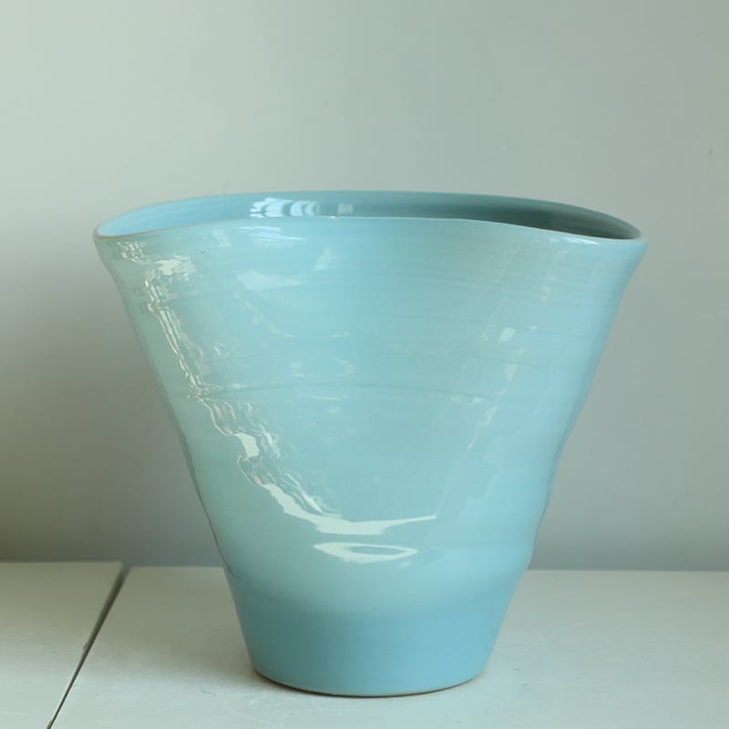 Porcelanska vaza sa širokim otvorom za Phalaenopsis – moderni umjetnički stil, jednobojna glazura