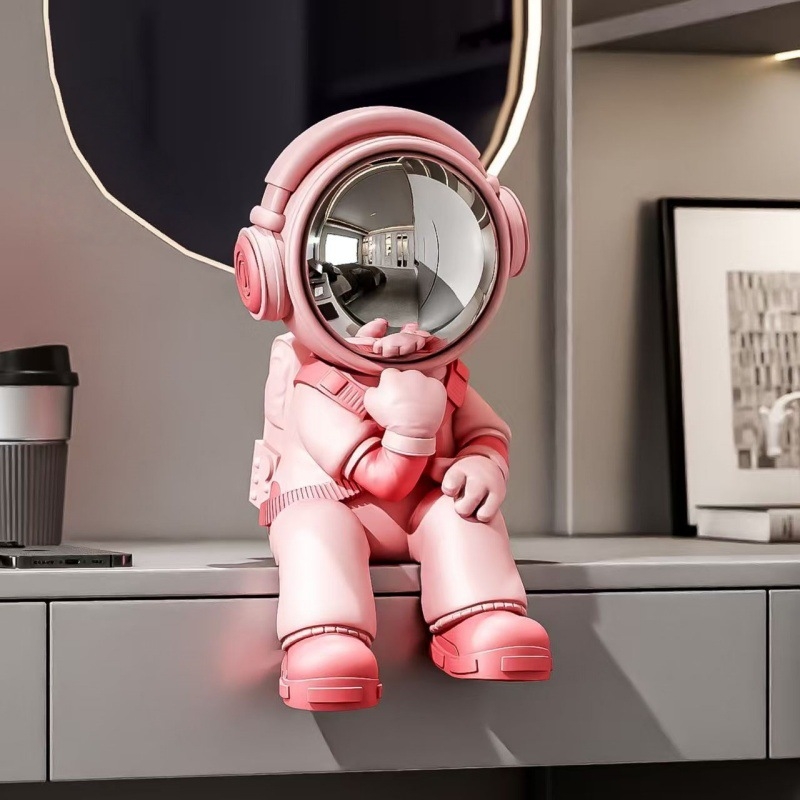 Astronaut u sjedećem položaju – figura od smole, moderni minimalistički dekor za dnevni boravak, TV komoda, polica za vino i knjige, hodnik
