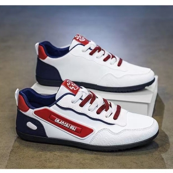 Férfi PU bőr felsőrészű sneaker, tavasz 2026 — sokoldalú casual sportcipő alacsony profilú talppal