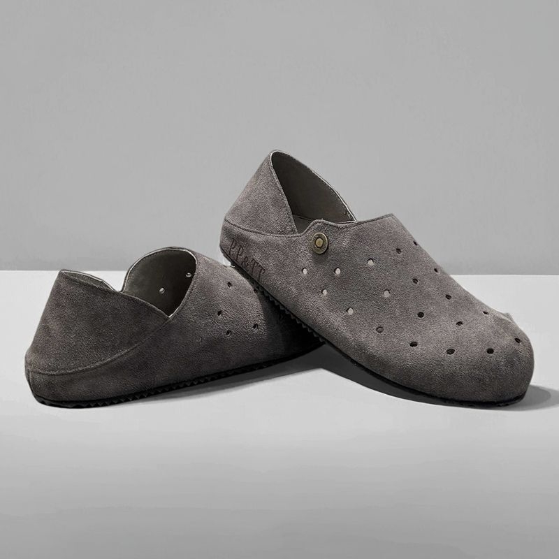 Мъжки лоуфъри Birkenstock стил, луксозен дизайнерски модел за лято 2025, дупчени и дишащи обувки