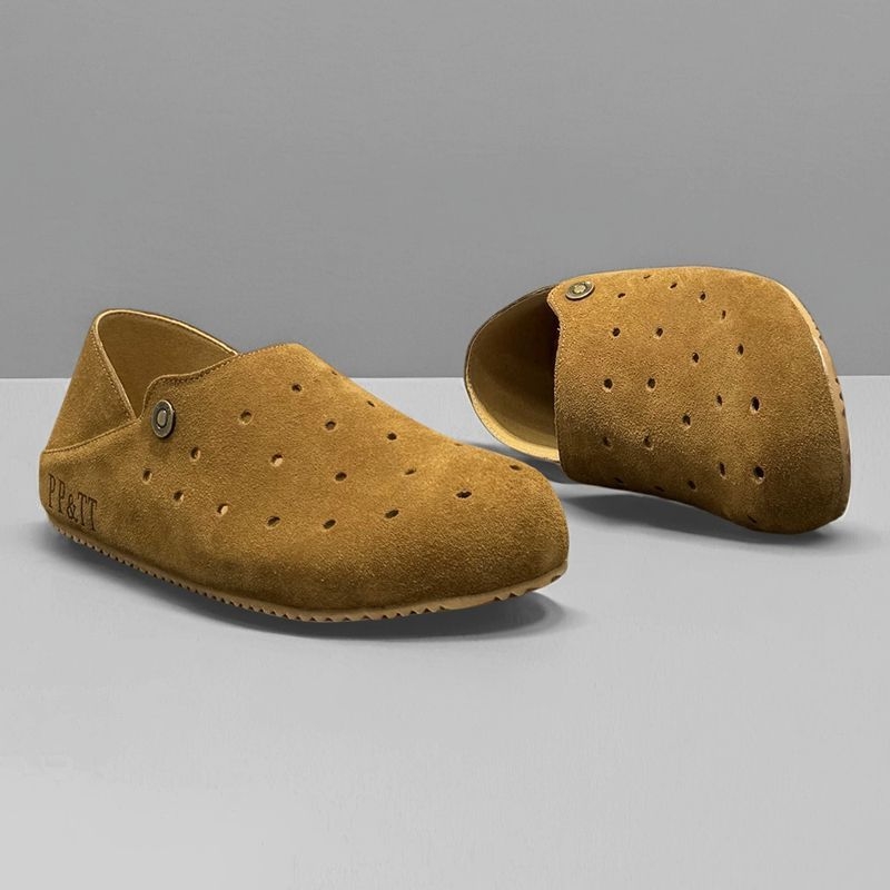 Мъжки лоуфъри Birkenstock стил, луксозен дизайнерски модел за лято 2025, дупчени и дишащи обувки