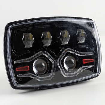 LED фар за мотоциклет и автомобил с интегриран светодиоден модул, 13W нисък/16W висок, ангелско око бял, алуминиев корпус, черен