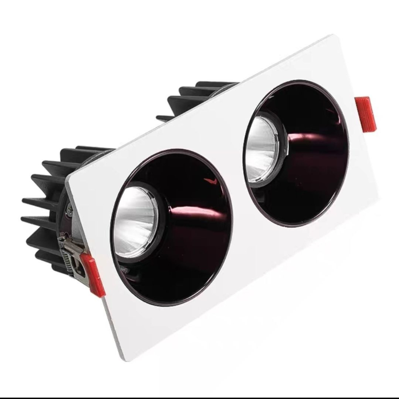 Dvojno ugrađeni downlight s kvadratnom rešetkom i dubokim sjenilom protiv odsjaja