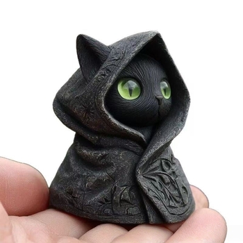 Halloween mačka u šeširu – figurica od smole