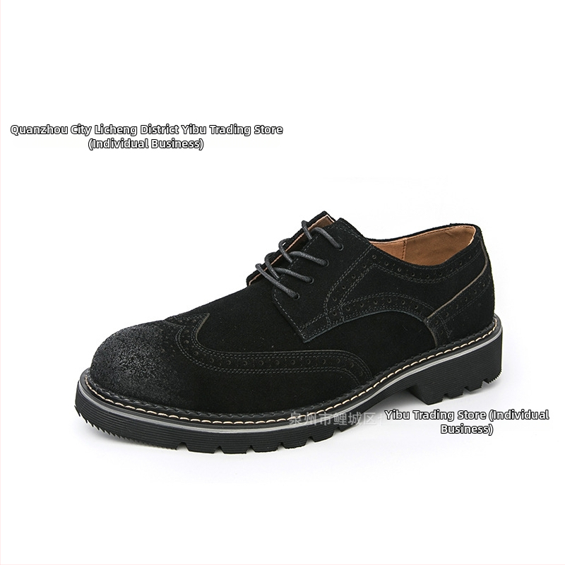 Pánske semišové topánky s brogue detailmi, štýlové formálne kancelárske topánky, vo veľkých veľkostiach