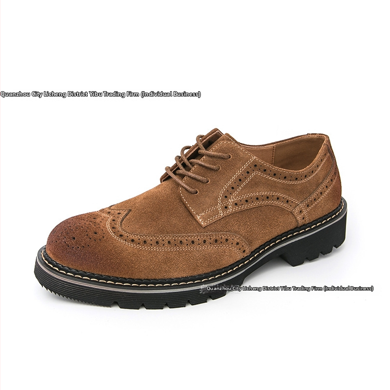 Pánske semišové topánky s brogue detailmi, štýlové formálne kancelárske topánky, vo veľkých veľkostiach