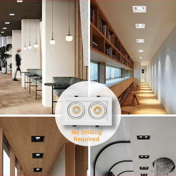 LED svjetlo s rešetkom, jedno- i dvostruko glavna downlight, pravokutna mreža, ugrađena stropna rasvjeta za kućnu i poslovnu uporabu