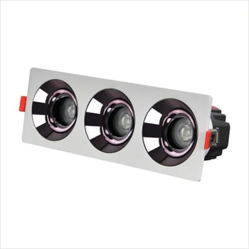 LED COB downlight s ugrađenom kvadratnom rešetkom, dubokim kućištem i anti-glare; dostupan s jednom, dvostrukom, trostrukom ili četverostrukom glavom