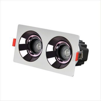 LED COB downlight s ugrađenom kvadratnom rešetkom, dubokim kućištem i anti-glare; dostupan s jednom, dvostrukom, trostrukom ili četverostrukom glavom