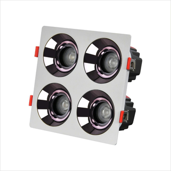 LED COB downlight s ugrađenom kvadratnom rešetkom, dubokim kućištem i anti-glare; dostupan s jednom, dvostrukom, trostrukom ili četverostrukom glavom