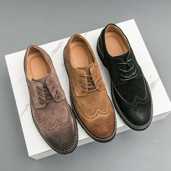 Férfiaknak szóló valódi bőr és velúr brogues, mindennapi cipő