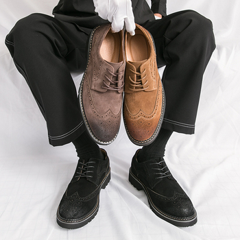 Férfiaknak szóló valódi bőr és velúr brogues, mindennapi cipő