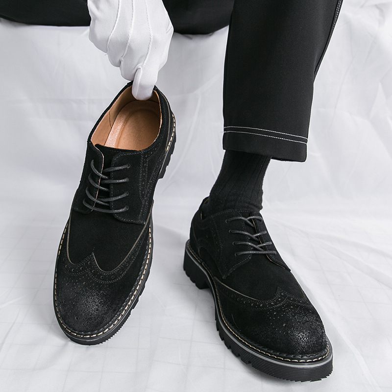 Férfiaknak szóló valódi bőr és velúr brogues, mindennapi cipő