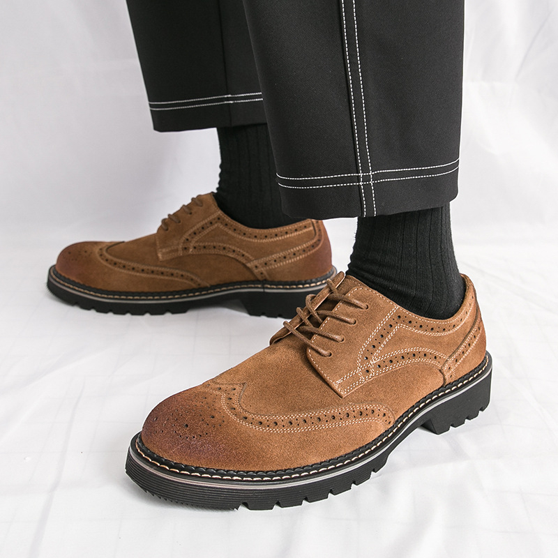 Férfiaknak szóló valódi bőr és velúr brogues, mindennapi cipő