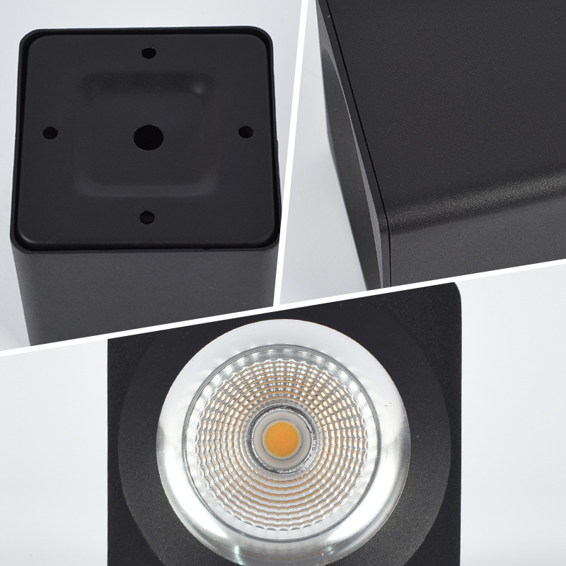Površinski montirani LED reflektor za dnevni boravak bez središnjeg osvjetljenja, COB downlight, puni spektar, anti-glare, četvrtasto stropno svjetlo s aluminijskim kućištem