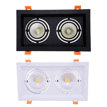 LED stropna svjetiljka s dvije glave, ugrađena, dvostruka mrežasta svjetiljka