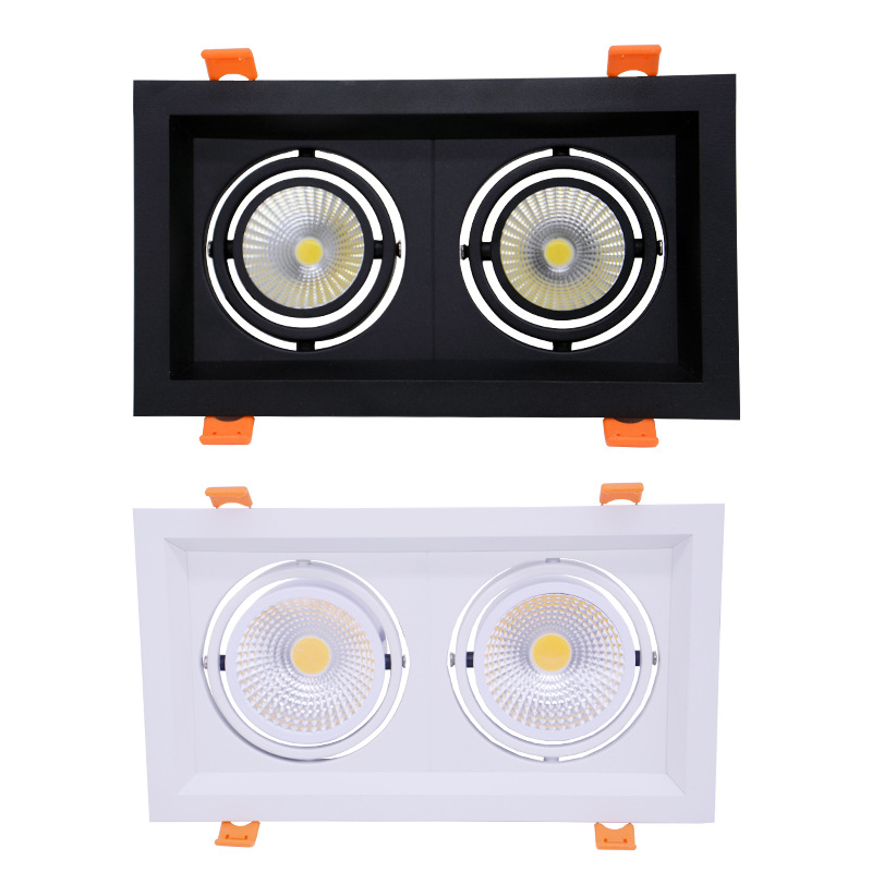 LED stropna svjetiljka s dvije glave, ugrađena, dvostruka mrežasta svjetiljka