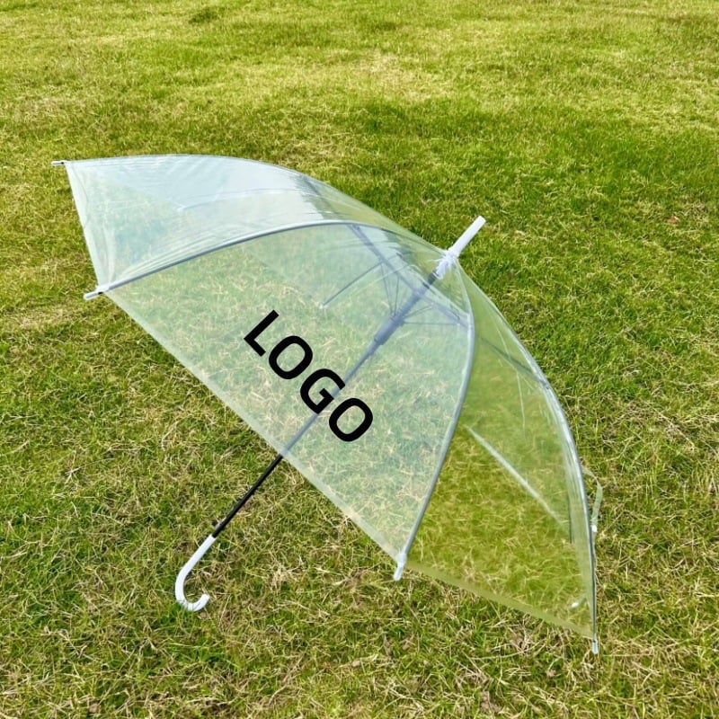Umbrelă transparentă modernă cu mâner lung, umbrelă cu logo personalizat pentru atracții turistice – cadou promoțional cultural și creativ.