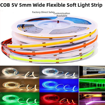 5V COB LED trak, 320 LED, kanal 5mm/8mm, DIY izrezljivi trak za unutarnje osvjetljenje