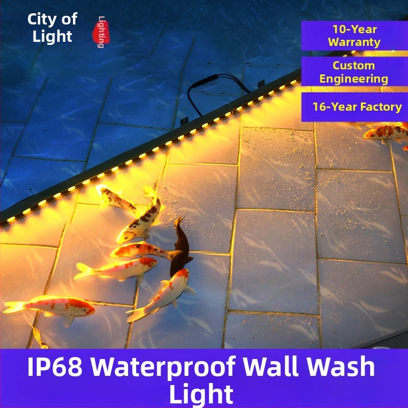 IP68 vodotesné stenné osvetlenie typu wall washer pre vonkajšie použitie, RGB osvetlenie fasády, podvodná LED páska, dĺžka 1000 mm