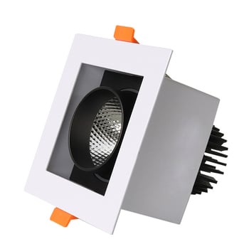 LED COB прожектор за таван с две глави, антиотразяващо осветление, квадратна решетка, черен