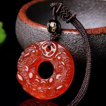 Prirodni crni obsidijan, dvostruki Pixiu privjesak s bijelim chalcedonom, unisex ogrlica