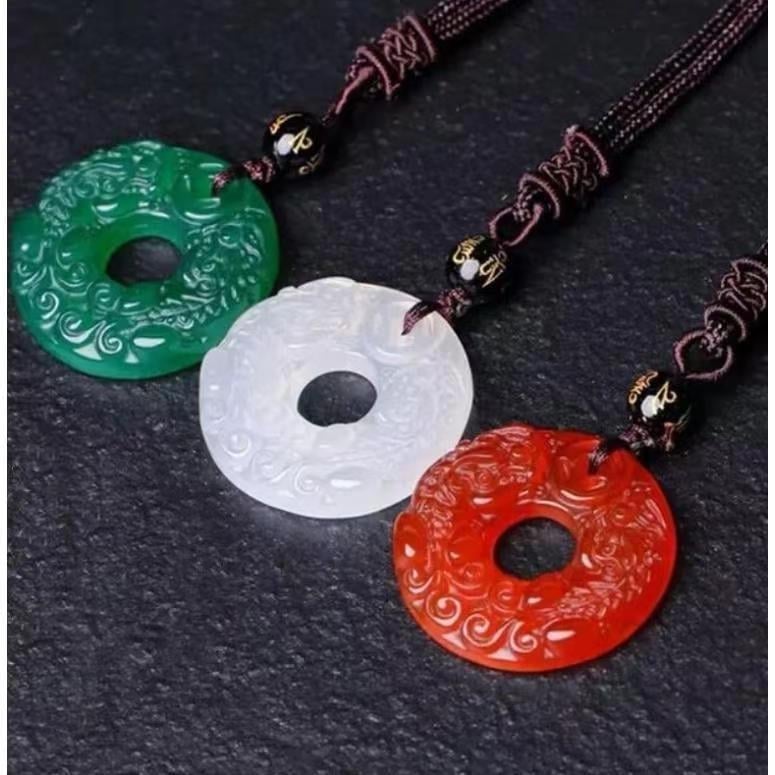 Prirodni crni obsidijan, dvostruki Pixiu privjesak s bijelim chalcedonom, unisex ogrlica