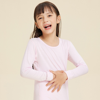 Set copii din Modal pentru primăvară-toamnă: top cu guler rotund subțire și pantaloni, antibacterian și cald, unisex