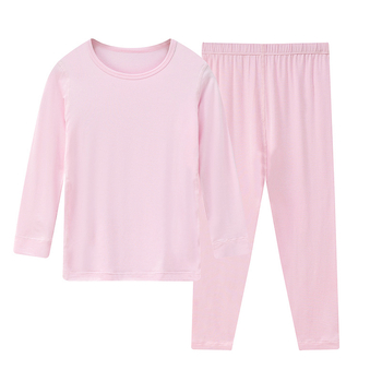 Set copii din Modal pentru primăvară-toamnă: top cu guler rotund subțire și pantaloni, antibacterian și cald, unisex